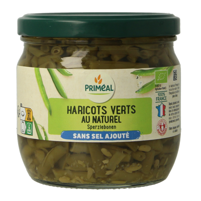 Primeal Haricot verts zonder toegevoegd zout bio 330 Gram Primeal Haricot verts zonder toegevoegd zout bio 330 Gram