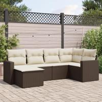 6-delige Loungeset met kussens poly rattan bruin - thumbnail