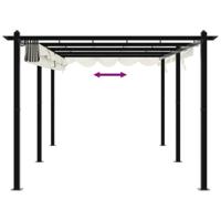 Prieel met uittrekbaar dak 3x6 m aluminium crèmekleurig - thumbnail