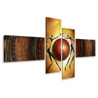 Schilderij - Abstract dans rond de aarde, 4luik, 195x80cm, wanddecoratie - thumbnail
