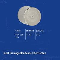 Magneet maul neodymium cilinder 20x25mm 13kg - thumbnail