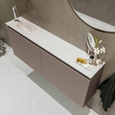 MONDIAZ TURE 120cm toiletmeubel smoke. EDEN wastafel talc links 1 kraangat