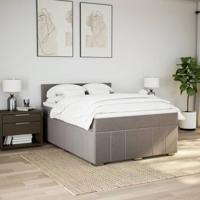 Boxspring met matras stof taupe 140x200 cm - thumbnail
