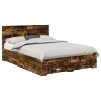 Bedframe met hoofdeinde Gerookt eiken 140 x 190 cm Bewerkt hout - thumbnail