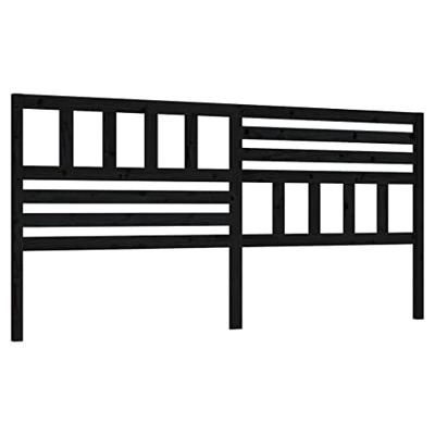 Hoofdbord 206x4x100 cm massief grenenhout zwart