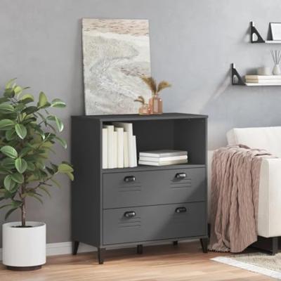 Boekenkast VIKEN 80x40x90 cm massief grenenhout antracietgrijs