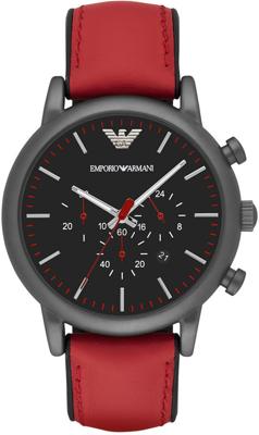 Horlogeband Armani AR1971 Leder Rood 22mm