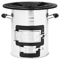 Camping houtkachel 51,5x35x30,5 cm roestvrij staal zilverkleur - thumbnail