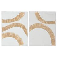 Canvas Home ESPRIT Wit Natuurlijk Boho 60 x 3 x 80 cm (2 Stuks) - thumbnail