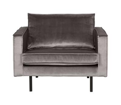 WOOOD Fauteuil 'Rodeo' Velours, kleur Taupe