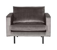 WOOOD Fauteuil 'Rodeo' Velours, kleur Taupe - thumbnail
