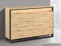 Commode QUANTINO 3 lades artisan eik/zwart - thumbnail