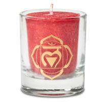 Votief geurkaars in glas - 1e Chakra in Geschenkdoos - thumbnail