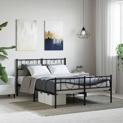 Bedframe met hoofd- en voeteneinde metaal zwart 140x190 cm Bedframe met hoofd- en voeteneinde metaal zwart 140x190 cm