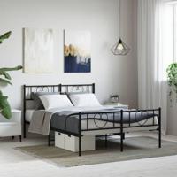 Bedframe met hoofd- en voeteneinde metaal zwart 140x190 cm - thumbnail