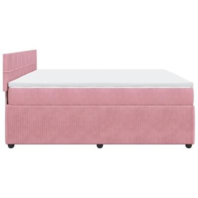 Boxspring met matras fluweel roze 180x200 cm