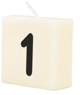 Cijfer kaarsje wit 1 jaar