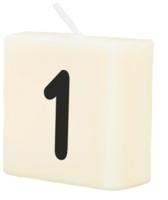 Cijfer kaarsje wit 1 jaar - thumbnail