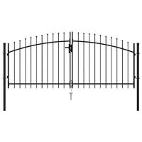 VidaXL Poort met puntige bovenkant dubbel 3x1,25 m staal zwart - thumbnail