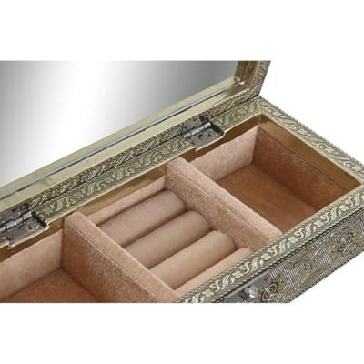 Doos-Juwelenkistje Home ESPRIT Wit Champagne Hout Aluminium 22,5 x 10 x 6,5 cm