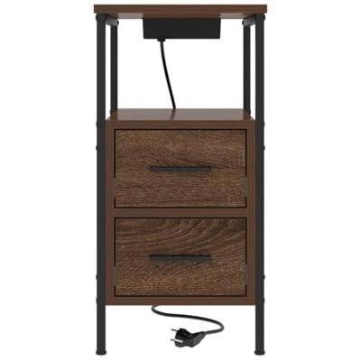 Nachtkastje bruin eikenkleur 30 x 48 x 61 cm Bewerkt hout