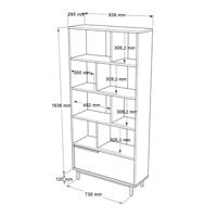 Calicosy - Boekenkast met 1 deur - Eikenlook en rotanprint - H175,6 cm - thumbnail