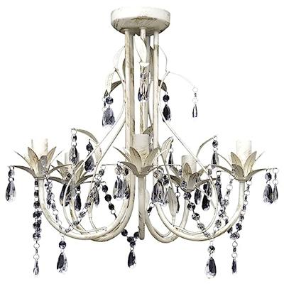 VidaXL Kristallen kroonluchter met wit elegant design (5 lampen) VidaXL Kristallen kroonluchter met wit elegant design (5 lampen)