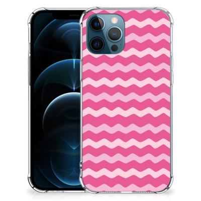 iPhone 12 | 12 Pro Doorzichtige Silicone Hoesje Waves Pink iPhone 12 | 12 Pro Doorzichtige Silicone Hoesje Waves Pink