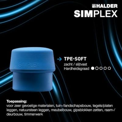 Halder Kunststofhamer | lengte 490 mm kop d. 80 mm | zacht/middelhard hout | TPE-soft blauw/rubber zwart | 1 stuk - 3012.080 - 3012.080 Halder Kunststofhamer | lengte 490 mm kop d. 80 mm | zacht/middelhard hout | TPE-soft blauw/rubber zwart | 1 stuk - 3012.080 - 3012.080