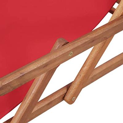 VidaXL Opklapbare stoel met stoffen bekleding en houten frame, rood.