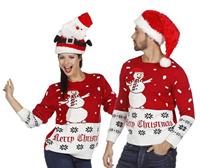 Kersttrui rood sneeuwman - thumbnail