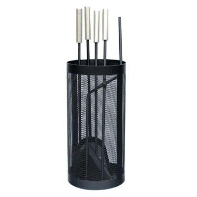 Gerei voor de haard DKD Home Decor Zwart Roestvrij staal Staal 11 x 2 x 51 cm (4 Onderdelen)