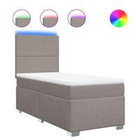 Boxspring met matras stof taupe 90x200 cm - thumbnail