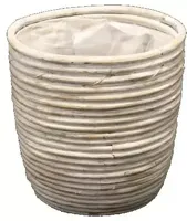 Rotan plantenmand whitewash 18x16cm - thumbnail
