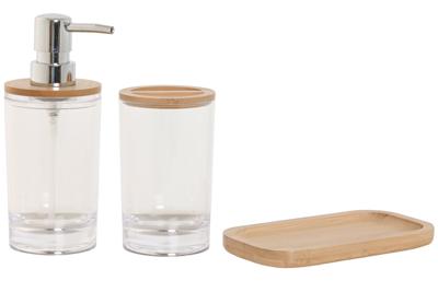 Badset Home ESPRIT Transparant Natuurlijk Bamboe Aluminium polyestyreen 16 x 9 x 18 cm