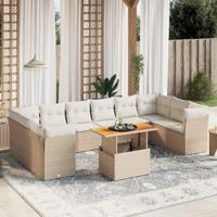 11-delige Tuinset met kussens poly rattan beige - thumbnail