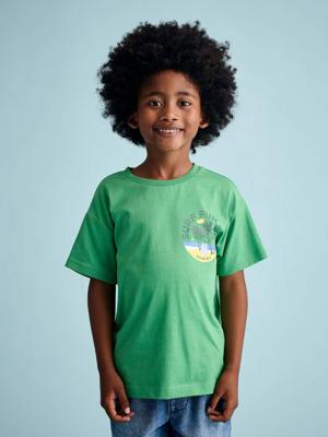 Jongensshirt met motief op de borst groen