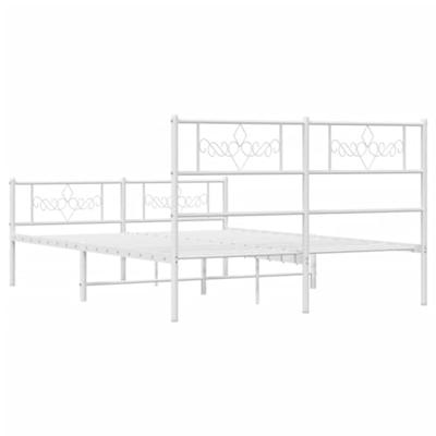 Bedframe met hoofd- en voeteneinde metaal wit 120x200 cm - thumbnail
