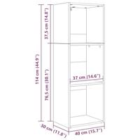 Boekenkast Zwart eiken 40 x 30 x 114 cm Bewerkt hout - thumbnail