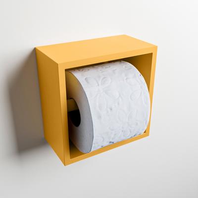 MONDIAZ Easy Toiletrolhouder CUBE 160 solid surface 16x8,6cm kleur Ocher. Geschikt voor op en inbouw.
