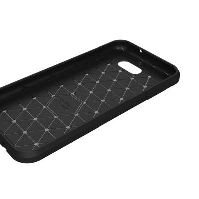Voor Galaxy J3 (2017) / J3 Prime / ontstaan (Amerikaanse versie) textuur koolstofvezel schokbestendige TPU ruige Armor beschermende Case(navy) geborst
