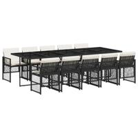 11-delige Tuinset met kussens poly rattan zwart - thumbnail