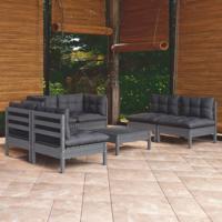 7-delige Loungeset met kussens massief grenenhout - thumbnail