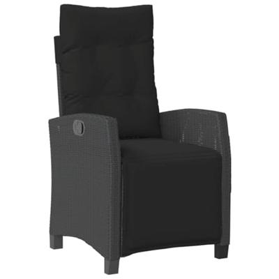 7-delige Tuinset met kussens poly rattan zwart