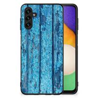 Samsung Galaxy A13 5G | A04s Houten Print Telefoonhoesje Wood Blue - thumbnail