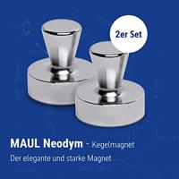 Maul Neodymium magneet (Ø x h) 32 mm x 33 mm Kegel Zilver 2 stuk(s) 6168996 - thumbnail