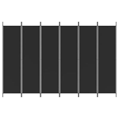 Kamerscherm met 6 panelen 300x200 cm stof zwart