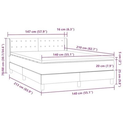 Boxspring met matras fluweel lichtgrijs 140x210 cm