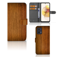 Motorola Moto G73 | Book Style Case | Donker Hout | Portemonnee hoesje - thumbnail