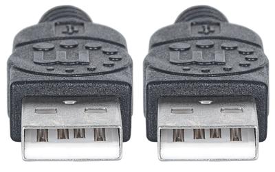 Manhattan 353892 USB-kabel USB 2.0 USB-A stekker, USB-A stekker 1.00 m Zwart Folie afscherming, UL gecertificeerd, Vergulde steekcontacten